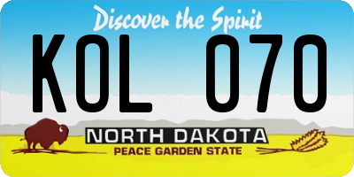 ND license plate KOL070