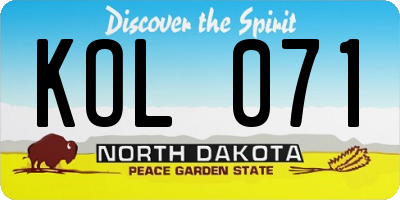 ND license plate KOL071