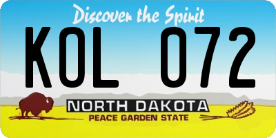 ND license plate KOL072