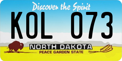 ND license plate KOL073