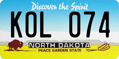 ND license plate KOL074
