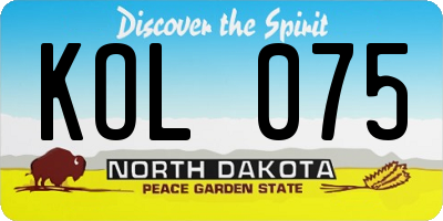ND license plate KOL075