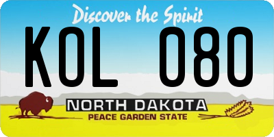 ND license plate KOL080