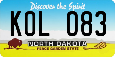 ND license plate KOL083