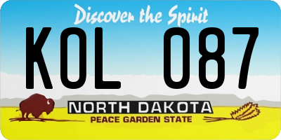 ND license plate KOL087