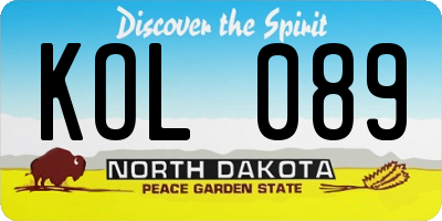 ND license plate KOL089