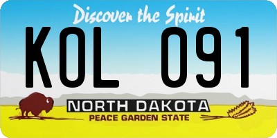 ND license plate KOL091
