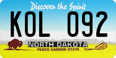 ND license plate KOL092