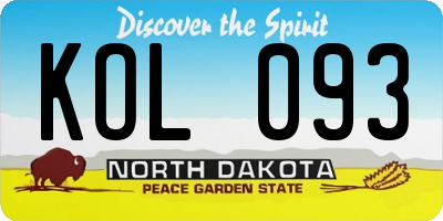 ND license plate KOL093