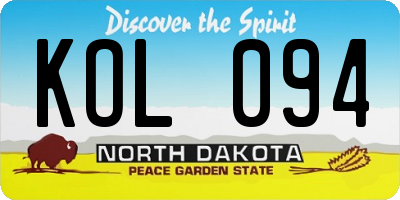 ND license plate KOL094