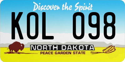 ND license plate KOL098