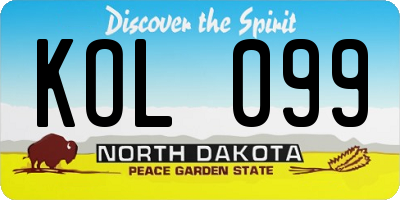 ND license plate KOL099