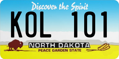 ND license plate KOL101