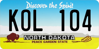 ND license plate KOL104