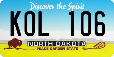 ND license plate KOL106