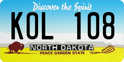 ND license plate KOL108