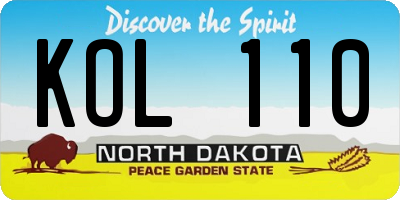 ND license plate KOL110
