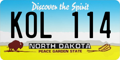 ND license plate KOL114