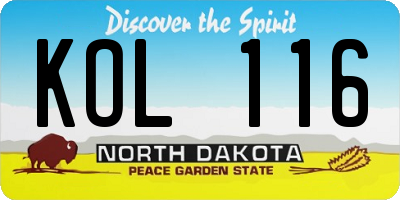 ND license plate KOL116