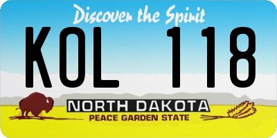 ND license plate KOL118