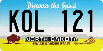 ND license plate KOL121