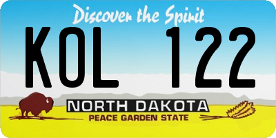 ND license plate KOL122