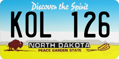 ND license plate KOL126