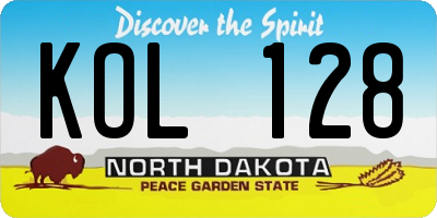 ND license plate KOL128