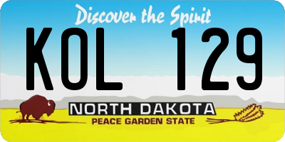 ND license plate KOL129