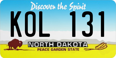 ND license plate KOL131
