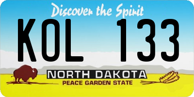 ND license plate KOL133