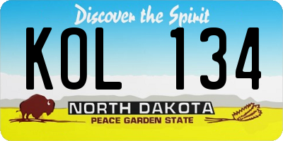 ND license plate KOL134