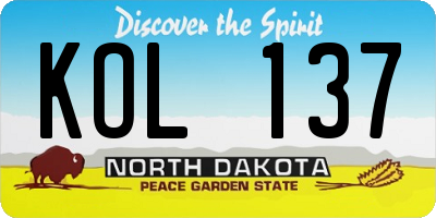 ND license plate KOL137