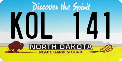 ND license plate KOL141