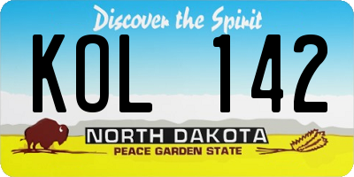ND license plate KOL142