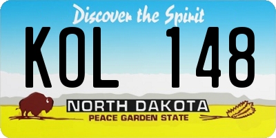ND license plate KOL148