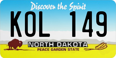 ND license plate KOL149