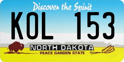 ND license plate KOL153