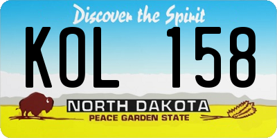 ND license plate KOL158