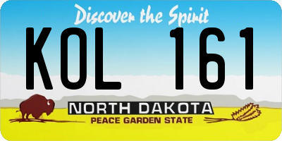 ND license plate KOL161
