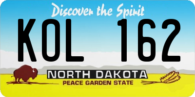 ND license plate KOL162