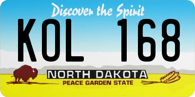 ND license plate KOL168