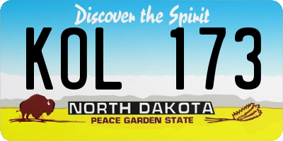 ND license plate KOL173