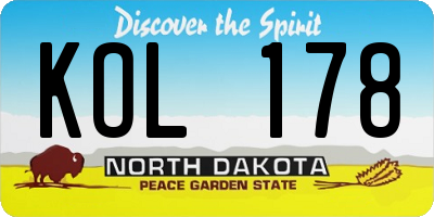 ND license plate KOL178