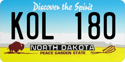 ND license plate KOL180