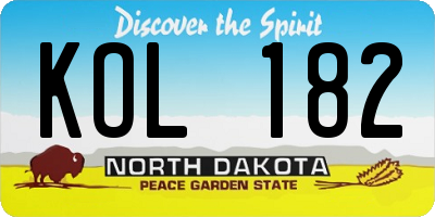 ND license plate KOL182