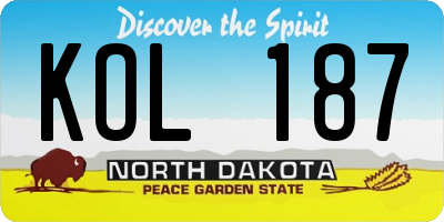 ND license plate KOL187