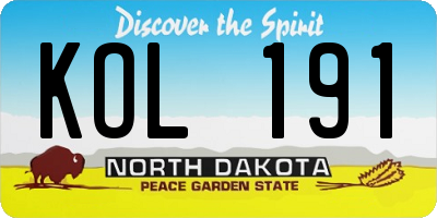 ND license plate KOL191