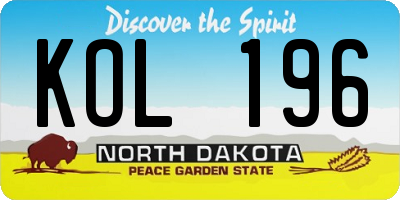 ND license plate KOL196
