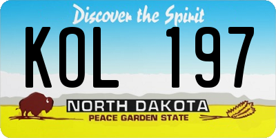 ND license plate KOL197
